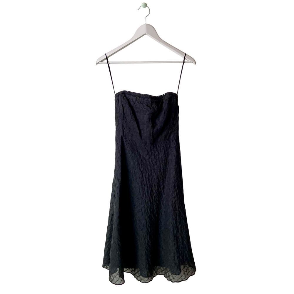 J. Crew Black Textured Fabric Strapless Dress Size Petite 0